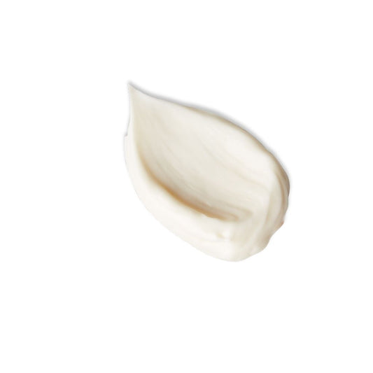 White cream swatch on a white background