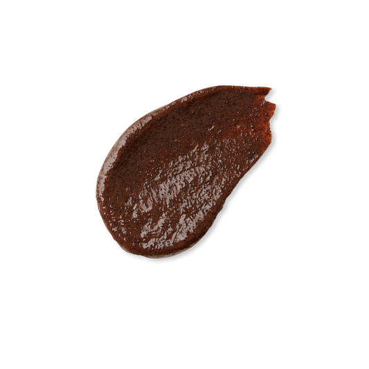Brown smear of makeup product on a white background