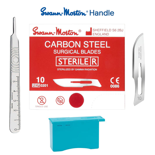 Swann Morton Carbon Steel Dermaplaning Blade No.10 Kit With Swann Morton No.3 Handle