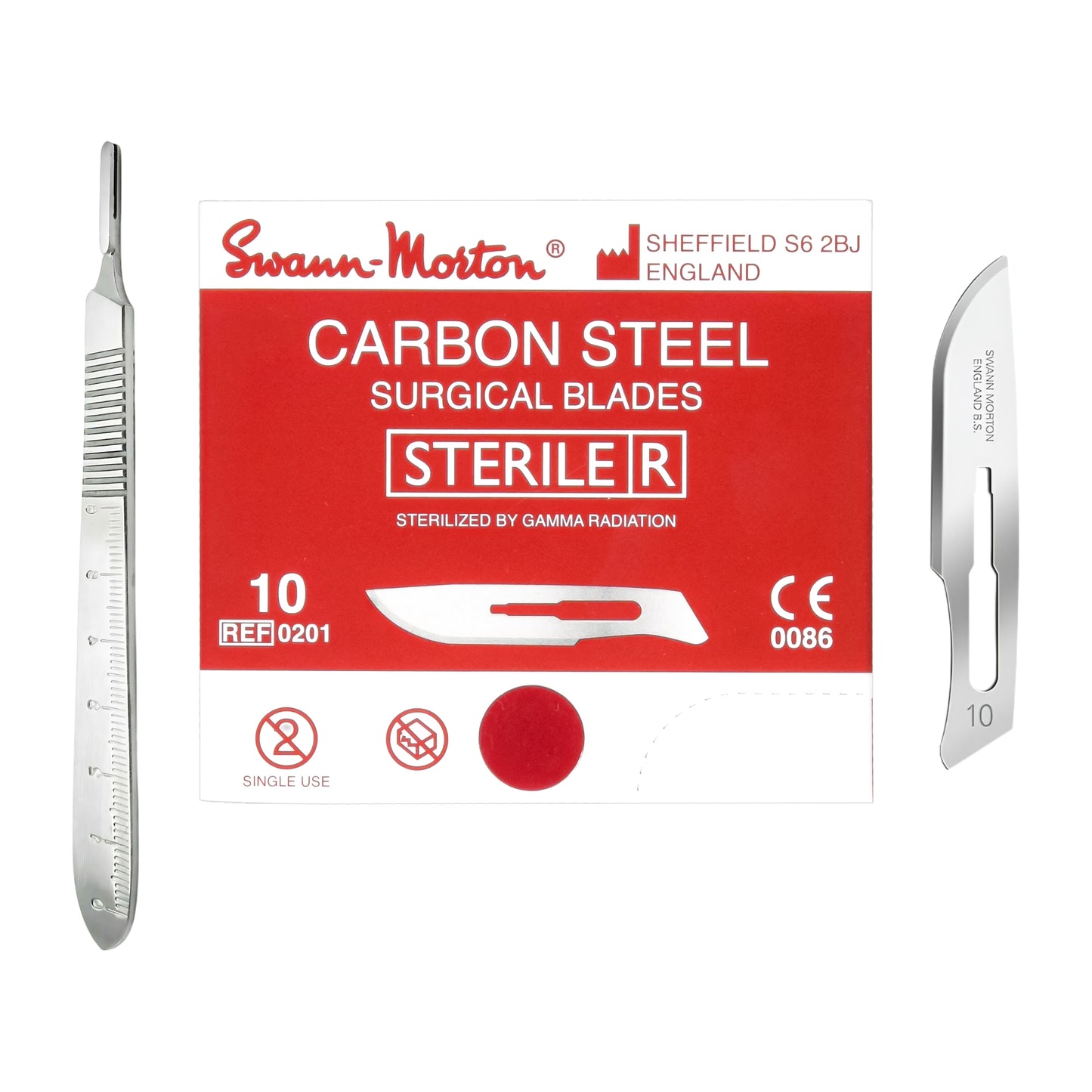 Swann Morton Carbon Steel Dermaplaning Blade No.10 Kit With BM Scalpel Handle