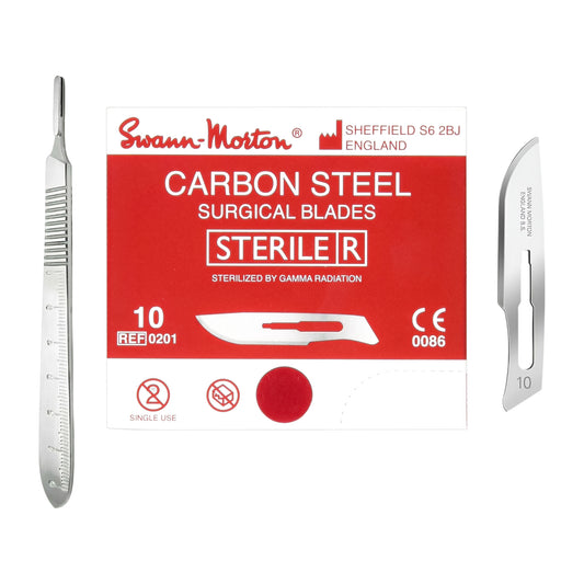 Swann Morton Carbon Steel Dermaplaning Blade No.10 Kit With BM Scalpel Handle