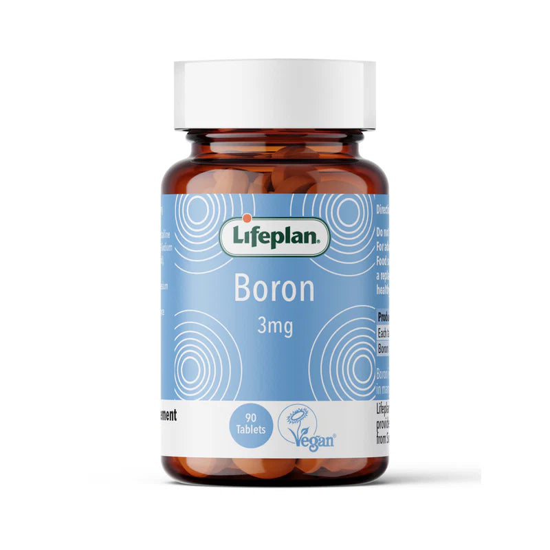 Lifeplan Boron 3mg supplement bottle on a white background