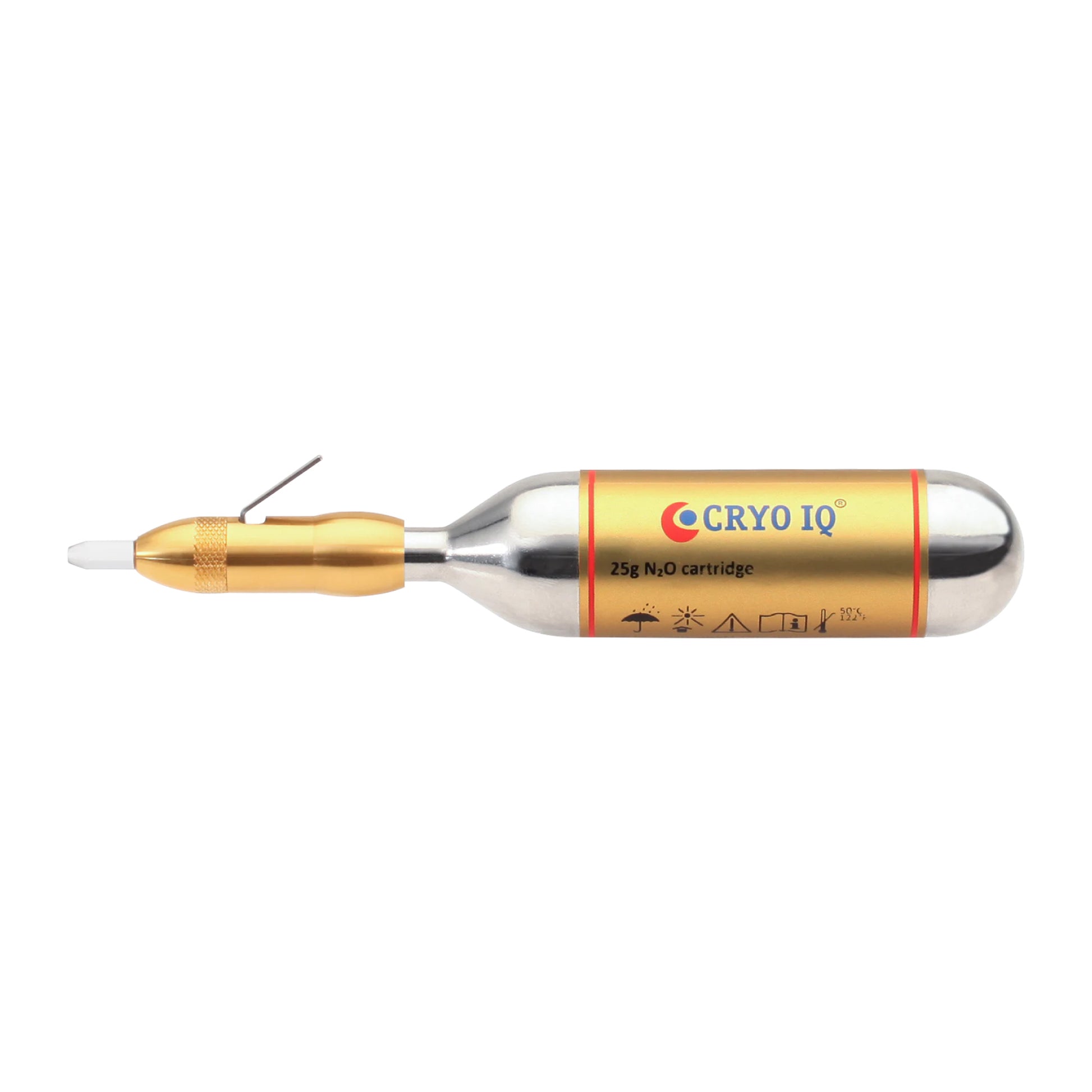 CryoIQ branded nitrous oxide (N2O) gas cartridge, 25 grams