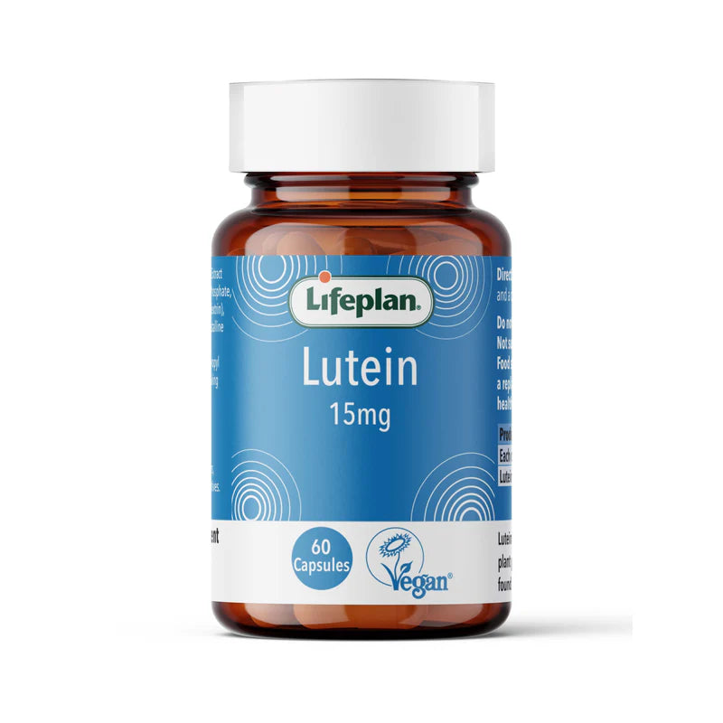 Lifeplan Lutein supplement bottle with blue label on a white background