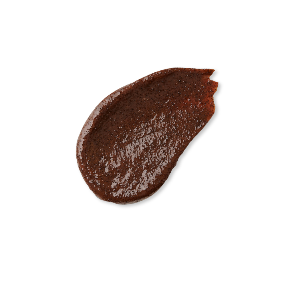 Brown smear of makeup product on a white background