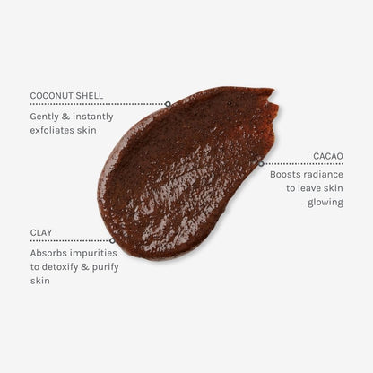 Brown scrub with labels on a white background