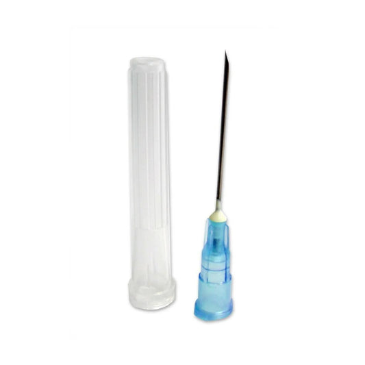 Sterile Terumo hypodermic needle, 23-gauge, 1.25 inches long (0.6 x 30 mm) blue Luer slip hub