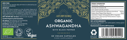 Ayurvediq Organic Ashwagandha & Black Pepper Extract Capsh 