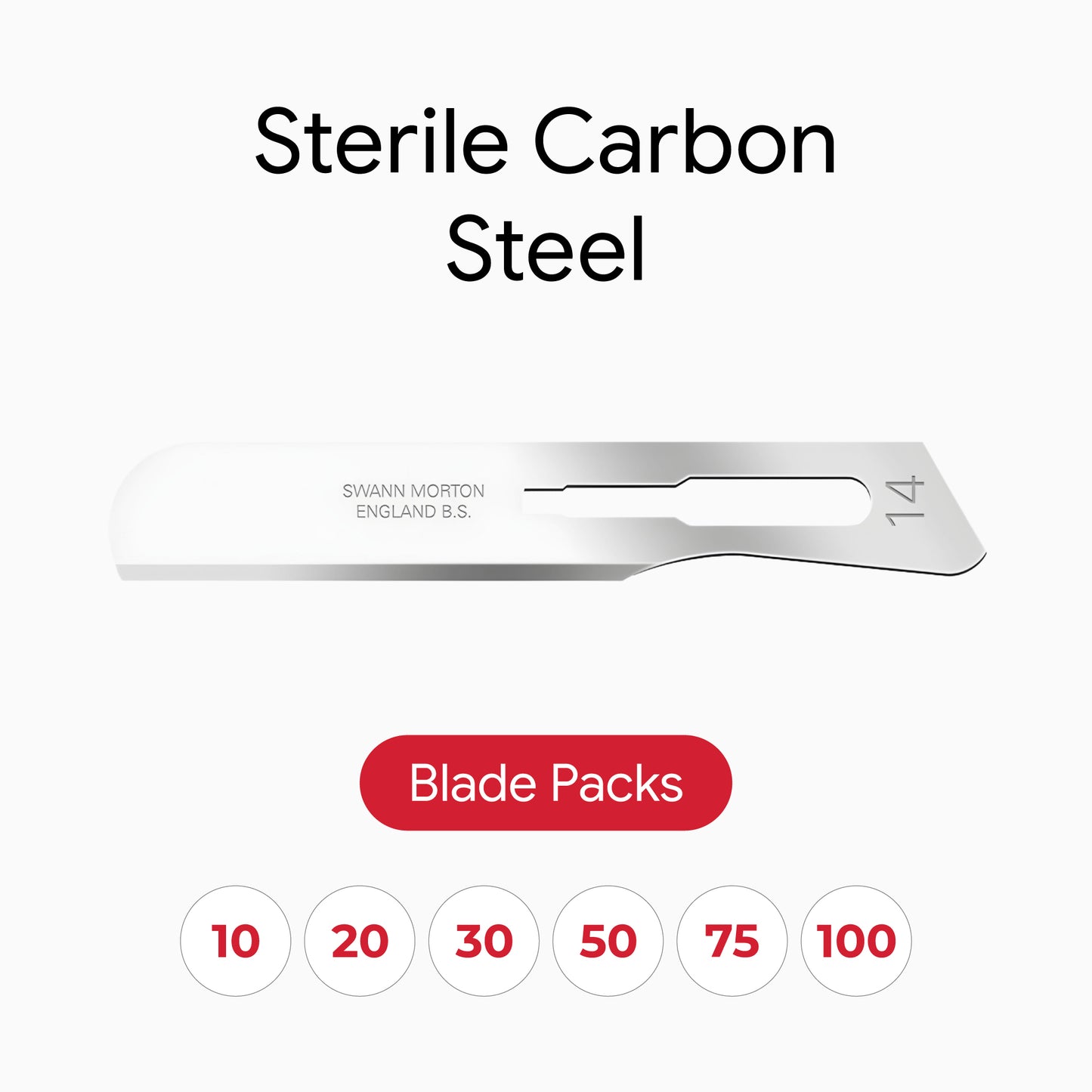 Swann Morton No. 14 Sterile Carbon Steel Blades 